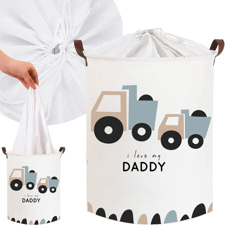 Cos din bumbac pentru jucarii Love Daddy, 35X45 cm, 1 bucata, Sipo 614363