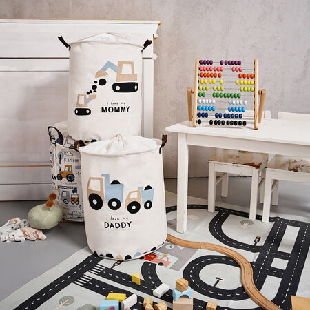 Cos din bumbac pentru jucarii, 35X45 cm, Love Mommy, Sipo 614390