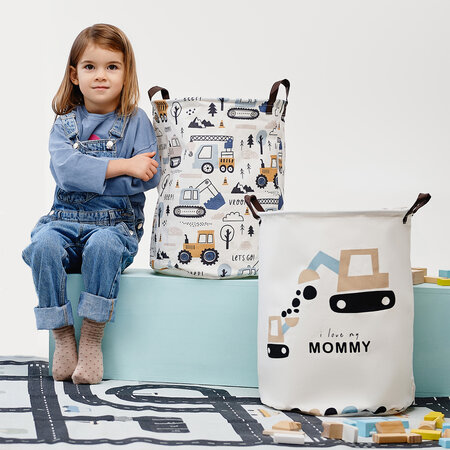 Cos din bumbac pentru jucarii, 35X45 cm, Love Mommy, Sipo 614386