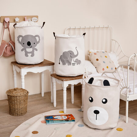 Cos din bumbac pentru jucarii, 35 x35 x45 cm, Urs Bej, Sipo 614335