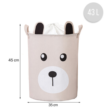 Cos din bumbac pentru jucarii, 35 x35 x45 cm, Urs Bej, Sipo 614326
