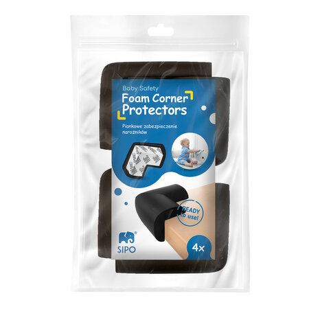 Set 4 aparatori moi pentru colturi, 3.17x5.3x2.1 cm, Negru, Sipo 614554