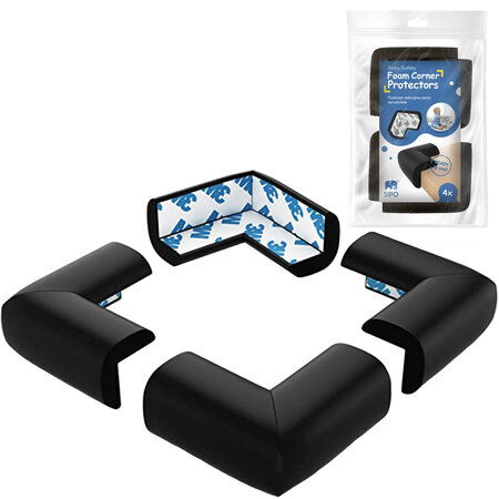 Set 4 aparatori moi pentru colturi, 3.17x5.3x2.1 cm, Negru, Sipo 614553