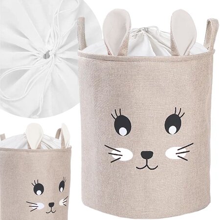 Cos pliabil pentru depozitare jucarii cu snur, 63L, Rabbit, Sipo 614397