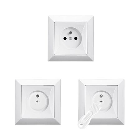 Set 12 capace de protectie pentru prize cu doua cheite, Alb, Sipo 614641