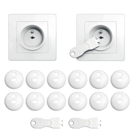 Set 12 capace de protectie pentru prize cu doua cheite, Alb, Sipo 614649