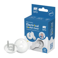 Set 12 capace de protectie pentru prize cu doua cheite, Alb, Sipo