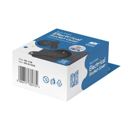 Set 12 capace de protectie pentru prize cu doua cheite, Negru, Sipo 614524