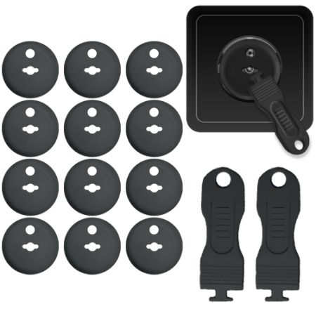 Set 12 capace de protectie pentru prize cu doua cheite, Negru, Sipo 614528