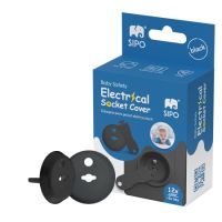 Set 12 capace de protectie pentru prize cu doua cheite, Negru, Sipo