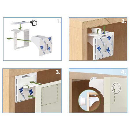 Set sistem de siguranta magnetic pentru usi, dulapuri si sertare, 4 bucati, Sipo 614632