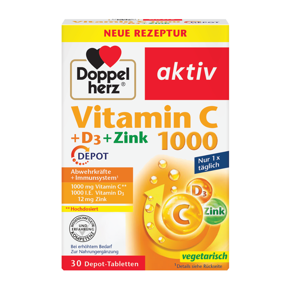 Vitamina C 1000 mg + D3 + Zinc, 30 comprimate, Doppelherz