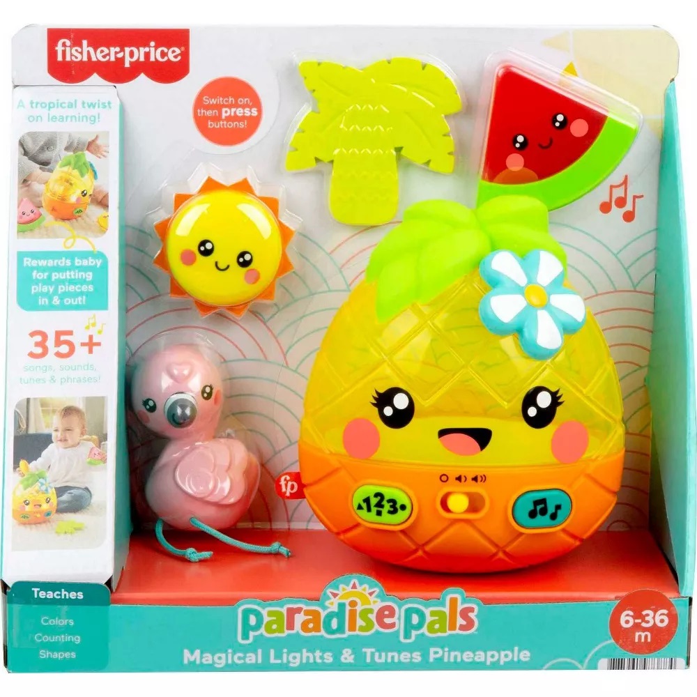 Jucarie ananas cu lumini si sunete in limba engleza, 6-36 luni, Fisher Price