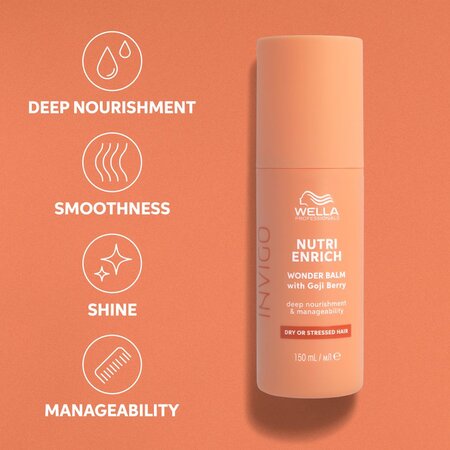 Balsam hidratant fara clatire pentru par uscat si deteriorat Invigo Nutri-Enrich Wonder Balm, 150 ml, Wella Professionals 583638