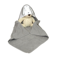 Prosop cu gluga din bumbac pentru bebelusi, 75 x 75 cm, Fluffy Gri, Amy