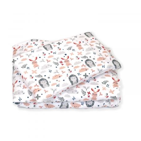 Set lenjerie de pat cu protectie laterala, Iepuras Roz, 120 x 60 cm, Amy 583920