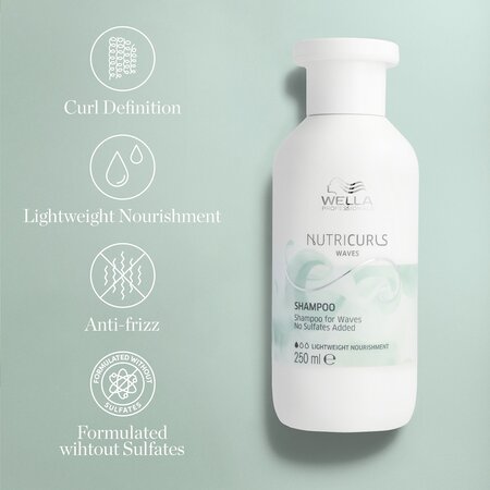 Sampon pentru par ondulat Nutricurls Waves, 250 ml, Wella Professionals 584304