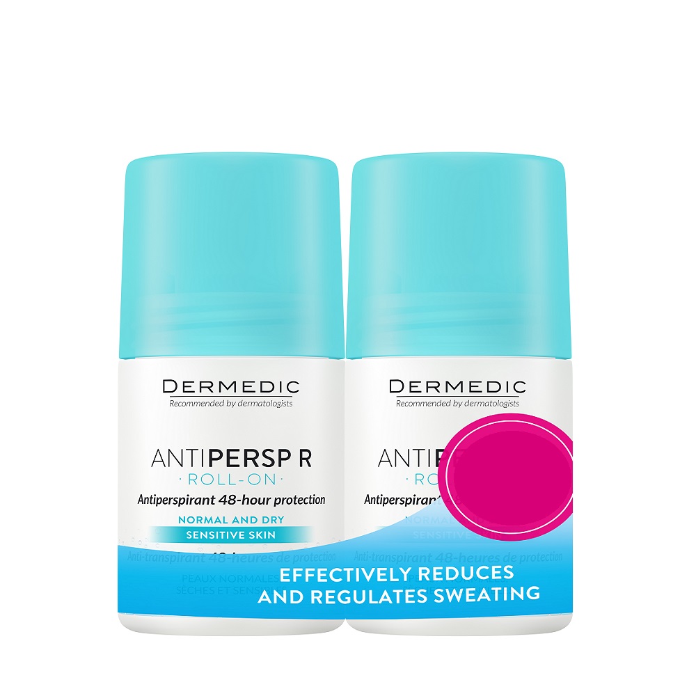 Pachet Antiperspirant protectie 48 h Antipersp R, 2x60 ml, Dermedic