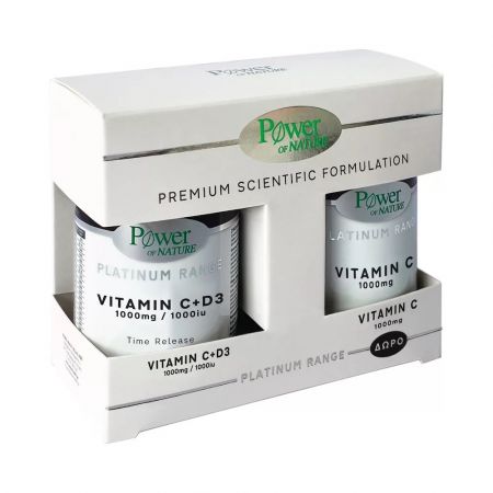 Pachet Vitamina C 1000mg + Vitamina D3 1000ui 30 tablete + Vitamina C 1000mg 20 tablete