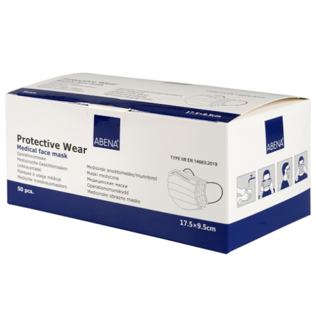 Masca medicala de protectie in 3 straturi, 50 buc, Abena 454555