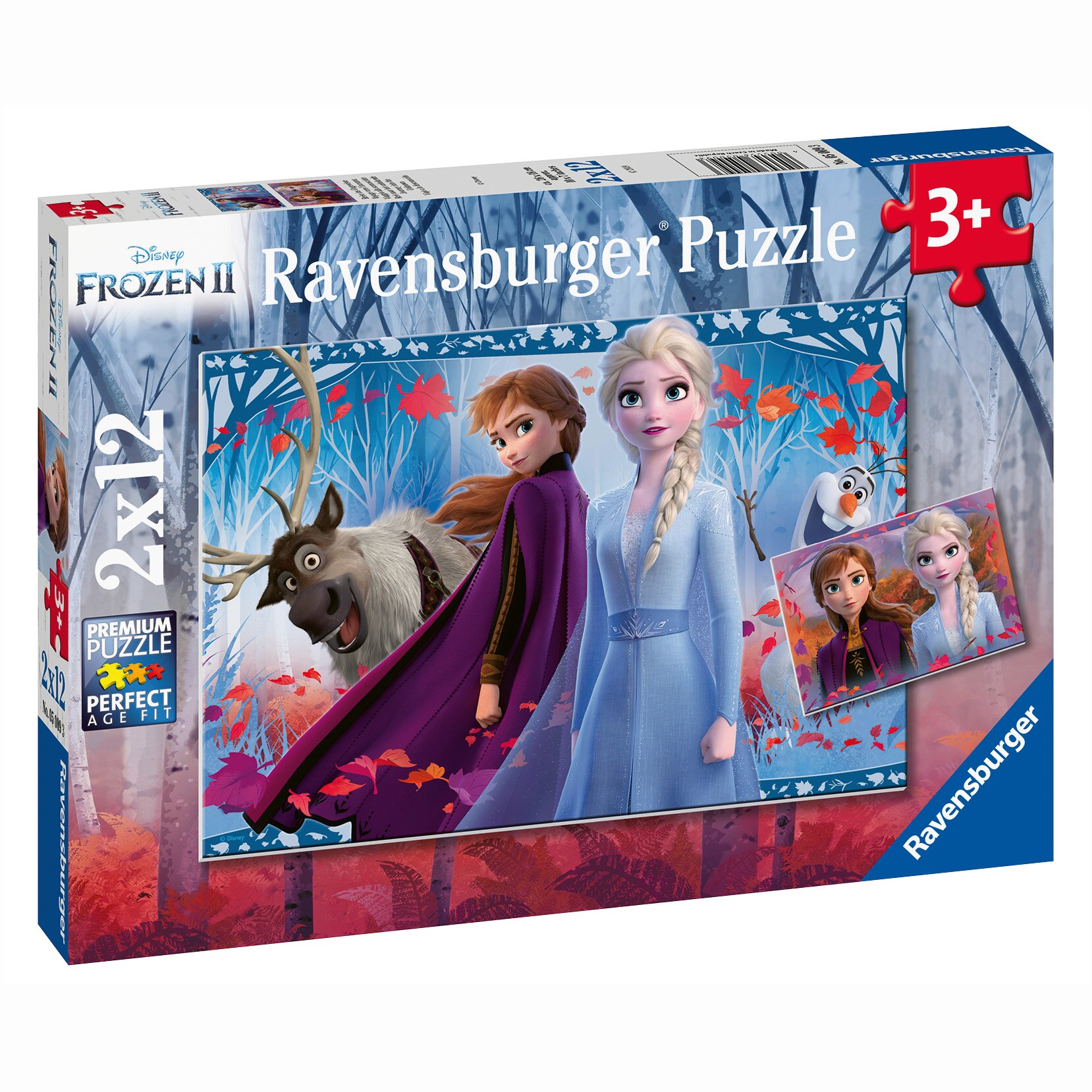 Puzzle Frozen 2, +3 ani, 2 x 12 piese, Ravensburger