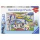 Puzzle Echipaj de Politie, 3 ani+, 2 x 12 piese, Ravensburger 585709