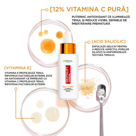 Ser pentru fata cu Vitamina C Revitalift Clinical, 30 ml, Loreal 585815
