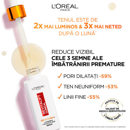 Ser pentru fata cu Vitamina C Revitalift Clinical, 30 ml, Loreal 585816