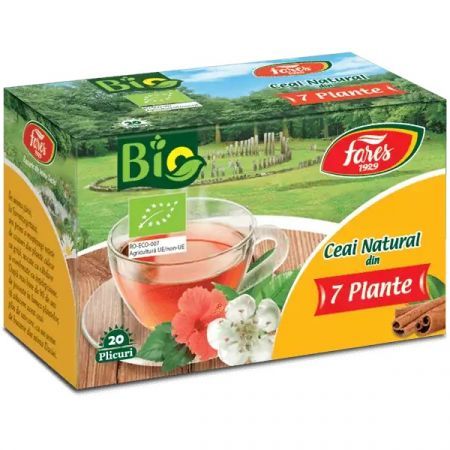 Ceai natural din 7 Plante Bio, 20 plicuri, Fares