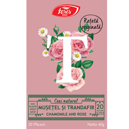 Ceai cu musetel si trandafir Tihna, 20 plicuri, Fares 722010