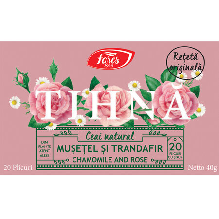 Ceai cu musetel si trandafir Tihna, 20 plicuri, Fares 722015