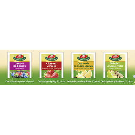 Selectie cu ceai de fructe si ceai verde Aromafruct, 120 plicuri, Fares 720713