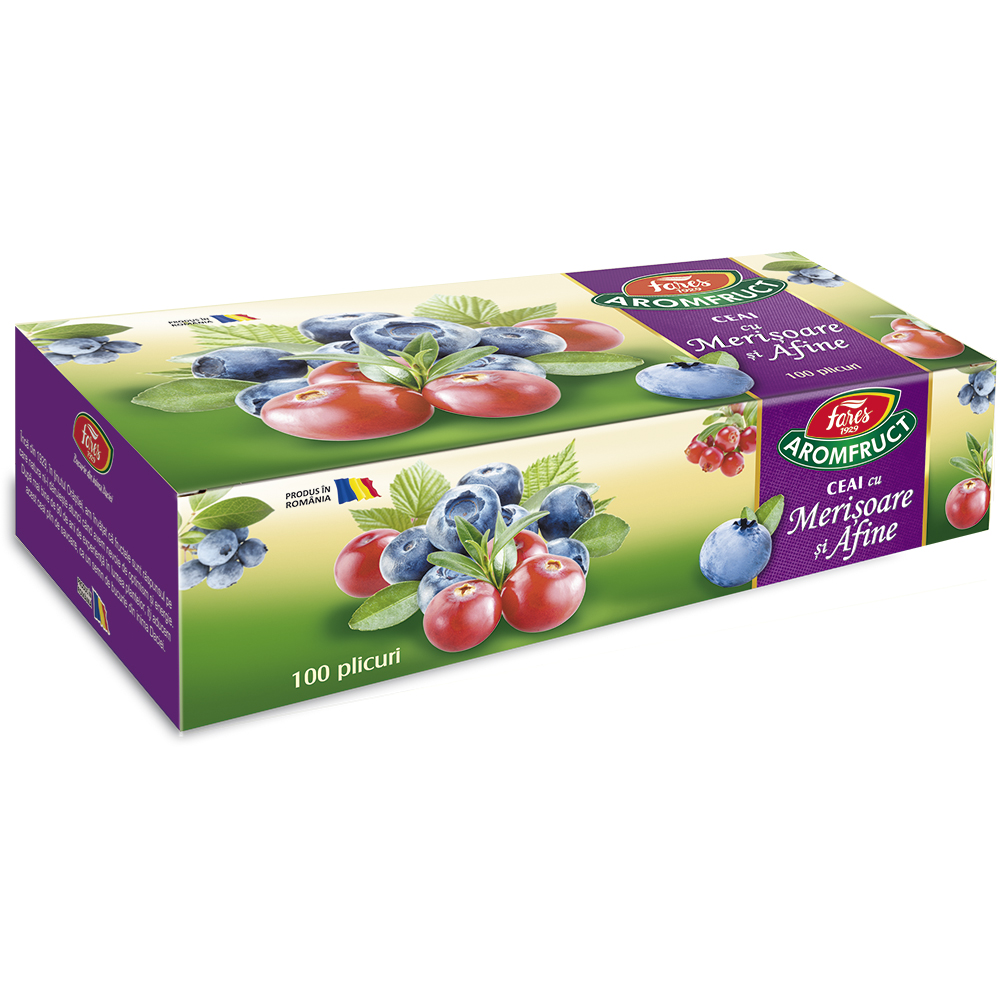 Ceai cu merisoare si afine Aromfruct, 100 plicuri, Fares