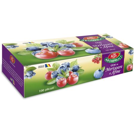Ceai cu merisoare si afine Aromfruct, 100 plicuri, Fares