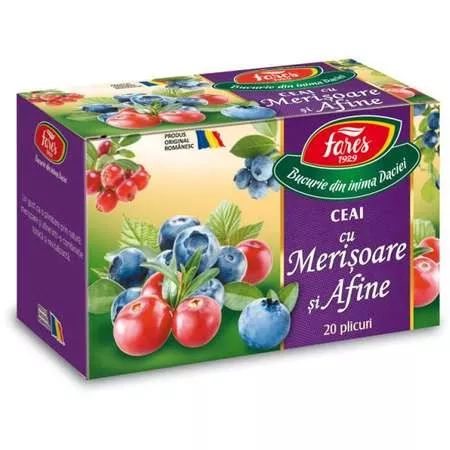 Ceai cu afine si merisoare Aromafruct, 20 plicuri, Fares