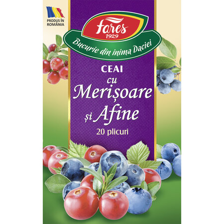 Ceai cu merisoare si afine, 20 plicuri, Fares 721598