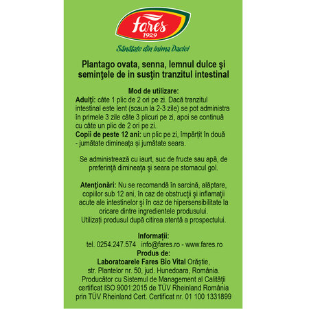 Ceai Detoxifierea Colonului D92, 28 plicuri, Fares 722151
