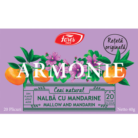 Ceai cu nalba si mandarine Armonie, 20 plicuri, Fares 722226
