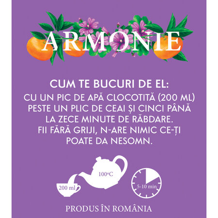 Ceai cu nalba si mandarine Armonie, 20 plicuri, Fares 722225