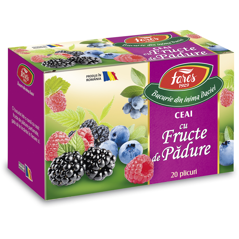 Ceai cu fructe de padure Aromfruct, 20 plicuri, Fares
