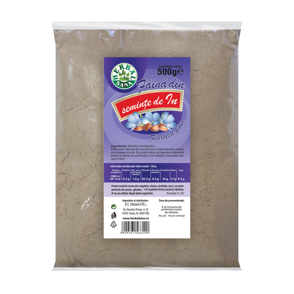 Faina din seminte de in, 500 g, Herbal Sana