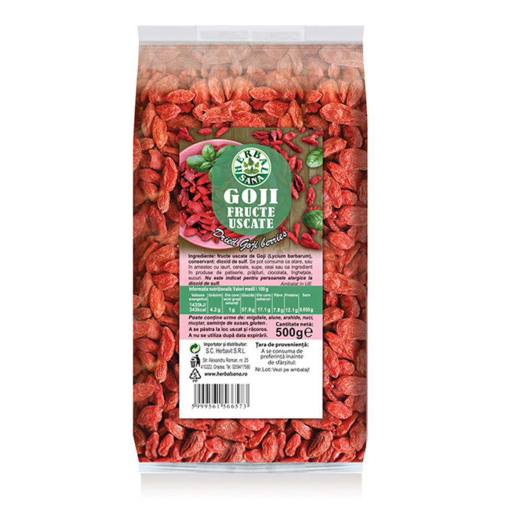 Goji fructe uscate, 500 g, Herbal Sana