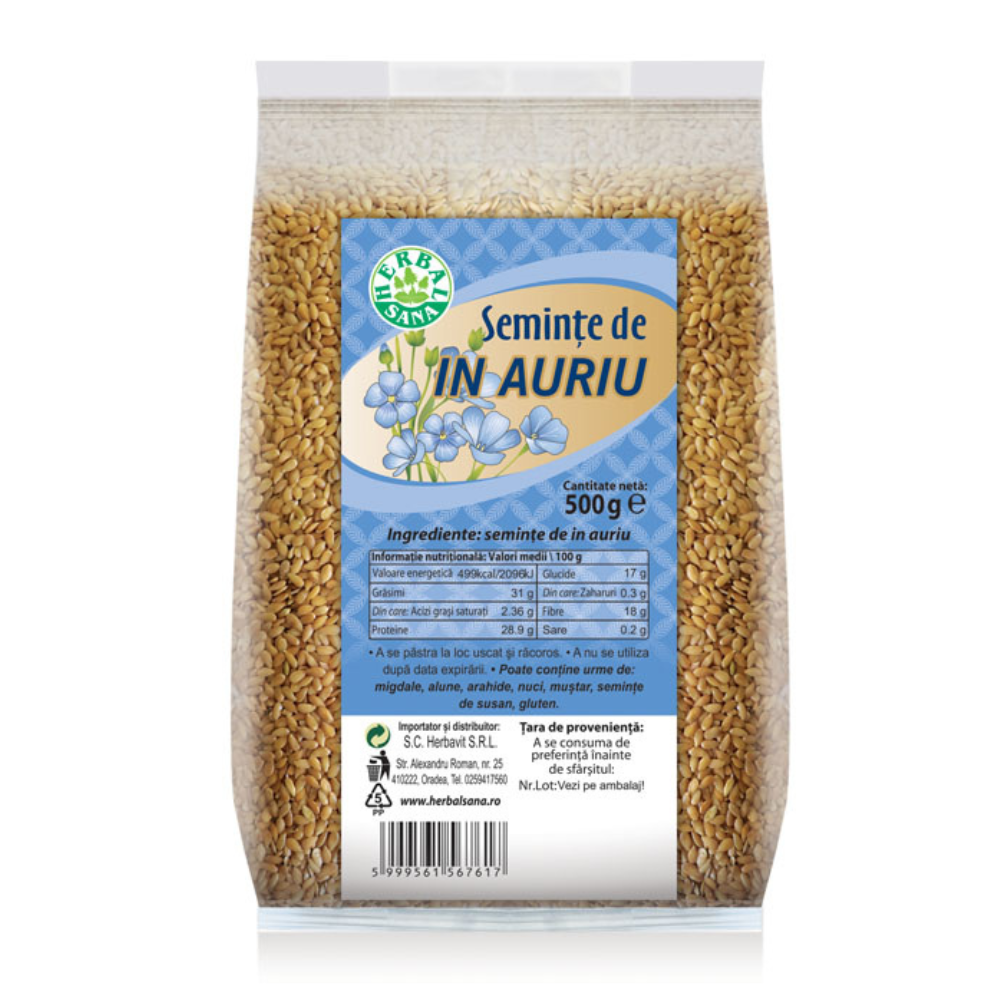 Seminte de in auriu, 500 g, Herbal Sana