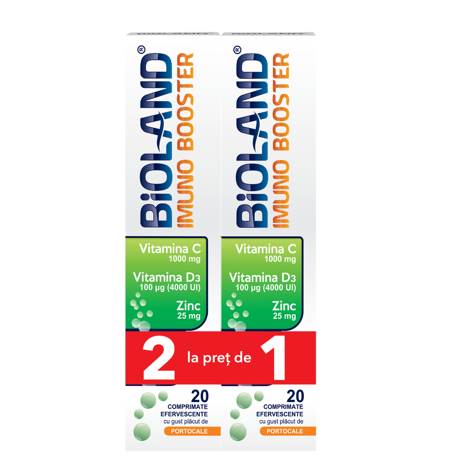 Pachet Imuno Booster, 20 + 20 comprimate efervescente, Bioland