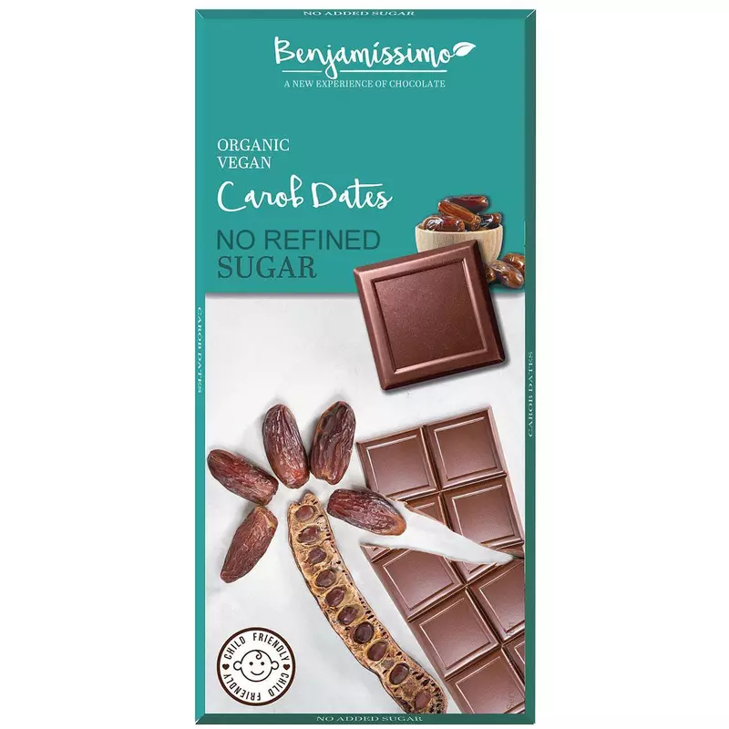 Ciocolata Bio cu pudra de carob si curmale, 70 g, Benjamissimo