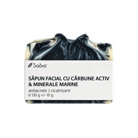 Sapun solid facial cu carbune activ si minerale marine, 130g, Sa