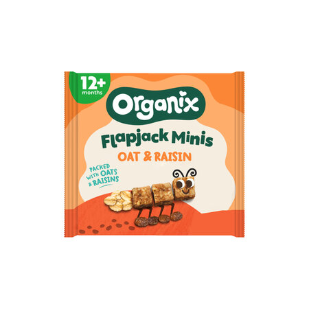 Cubulete ecologice moi din ovaz integral si stafide Flapjack, +12 luni, 12 luni+, 4x12g, Organix 822968
