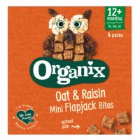 Cubulete Bio din ovaz integral si stafide Flapjack, +12 luni, 4x12g, Organix