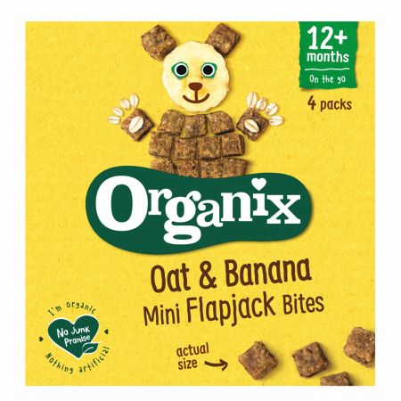 Cubulete Bio din ovaz integral si banane Flapjack, 4x20g, Organix