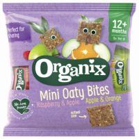 Mini batoane Bio din ovaz, mere si zmeura, mere si portocale, 12 luni+, 110 g, Organix